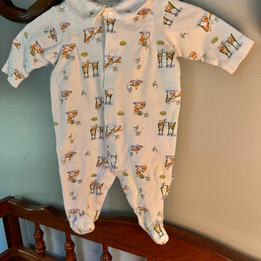 Little Me White One Piece with Animal Print